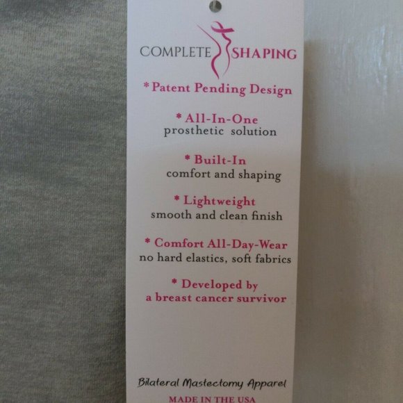 Mastectomy Camisole with Integrated Prosthetics, Small w B Cup, New, Oat, NWT - Picture 4 of 7